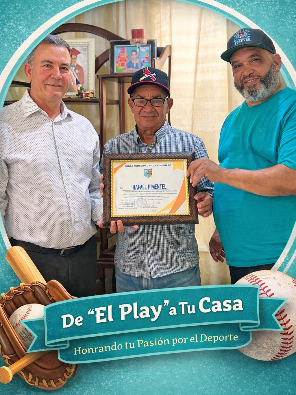 Junta Municipal de Villa Sombrero realiza ruta de reconocimientos deportivos casa por casa “De ‘El Play’ a Tu Casa: Honrando tu Pasión por el Deporte”.