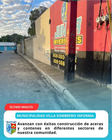 Avanzan con éxito los trabajos de construcción de aceras y contenes en distintos sectores de la comunidad