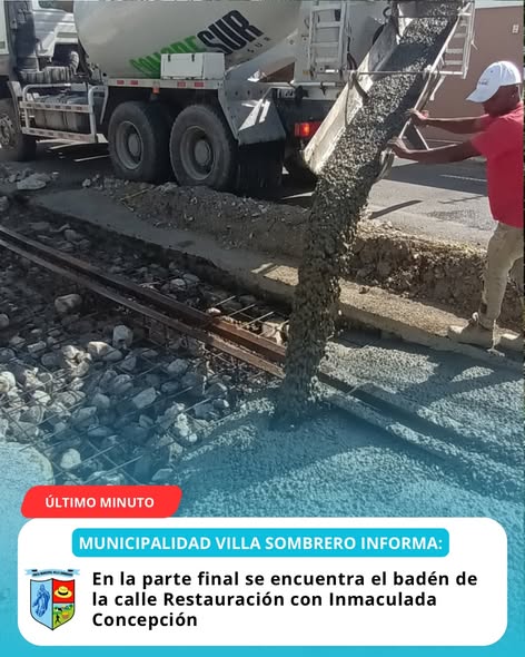 Junta Municipal de Villa Sombrero avanza en trabajos de construcción de badén