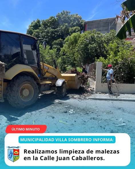 Junta Municipal realiza jornada de limpieza de malezas en la calle Juan Caballeros