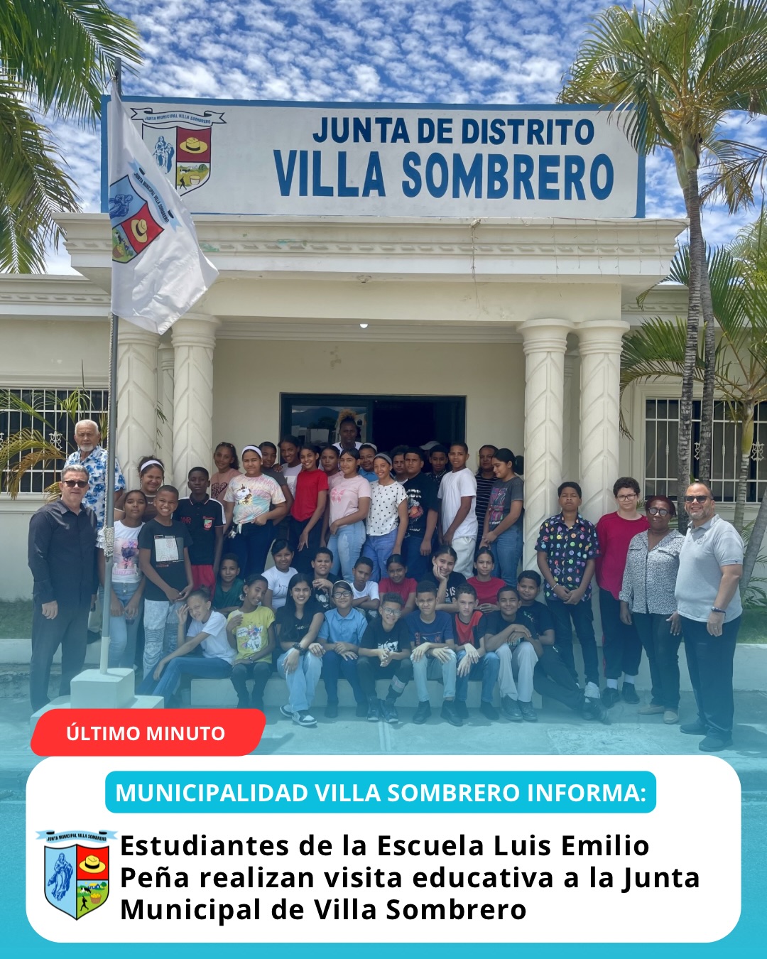 Estudiantes de la Escuela Luis Emilio Peña realizan visita educativa a la Junta Municipal de Villa Sombrero