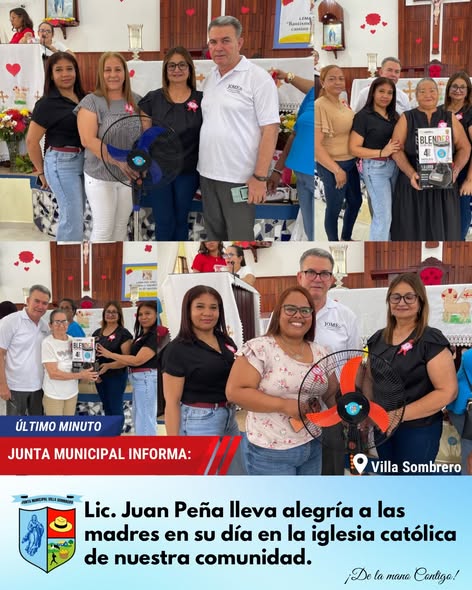 Junta Municipal de Villa Sombrero apoya celebración del Día de las Madres en la Iglesia Católica