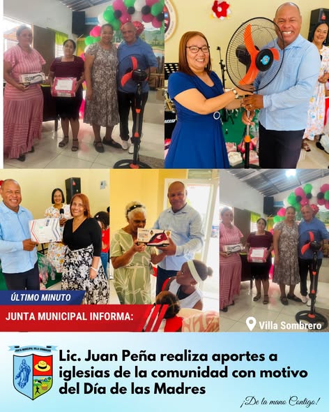 Lic. Juan Peña realiza aportes a iglesias de la comunidad con motivo del Día de las Madres
